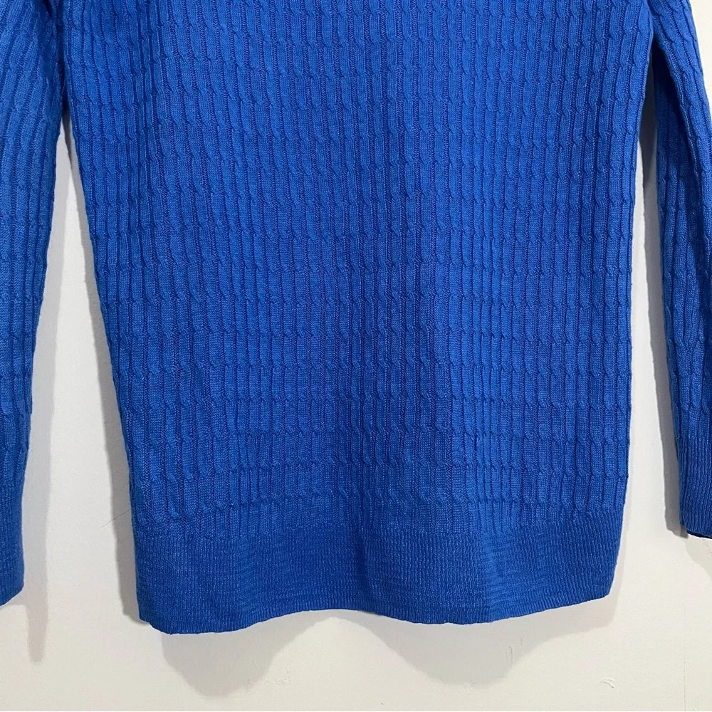 J. Crew 100% Linen Cable Open Knit Sweater XXS Royal Blue Lightweight Preppy